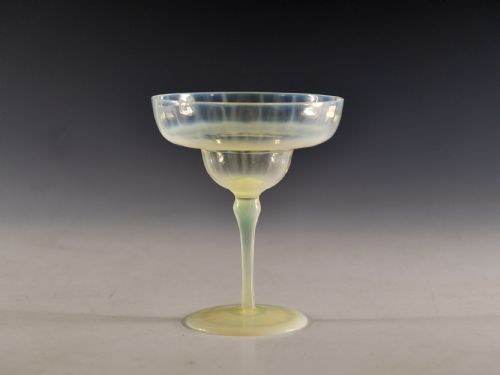 ANTIQUE GLASS STRAW OPAL CHAMPAGNE GLASS POWELL C1880 - ADDITIONAL PHOTO 2