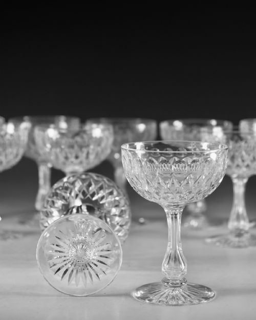 ANTIQUE GLASS SET OF 11 CHAMPAGNE GLASSES ENGLISH C1890 - ADDITIONAL PHOTO 8