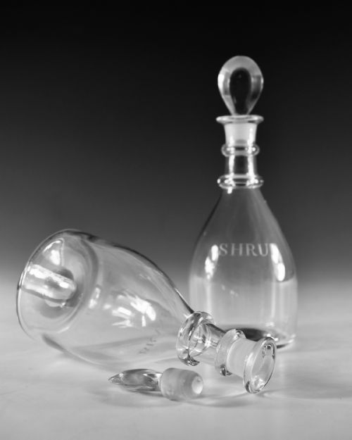 ANTIQUE GLASS PAIR OF LABELLED DECANTERS ENGLISH C1810 - ADDITIONAL PHOTO 7
