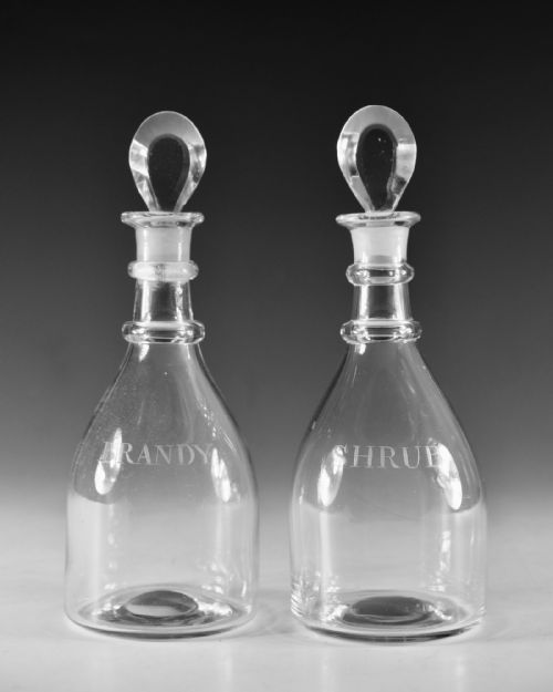 ANTIQUE GLASS PAIR OF LABELLED DECANTERS ENGLISH C1810 - ADDITIONAL PHOTO 12