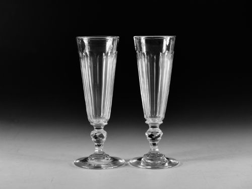 antique glass pair of flutes english c1830 - CATEGORY: ANTIQUE GLASS - DATED 19TH CENTURY