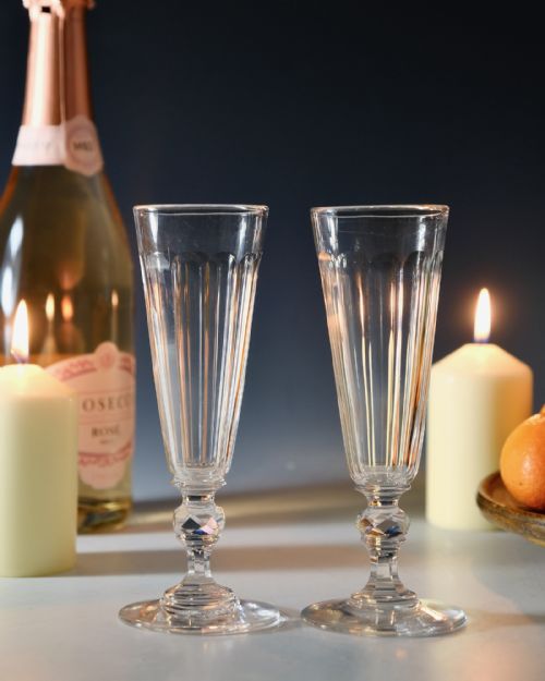 ANTIQUE GLASS PAIR OF FLUTES ENGLISH C1830 - ADDITIONAL PHOTO 2
