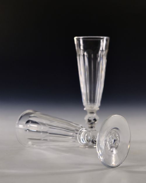 ANTIQUE GLASS PAIR OF FLUTES ENGLISH C1830 - ADDITIONAL PHOTO 4