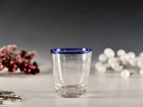 antique glass blue rim tumbler english c1800 - CATEGORY: ANTIQUE GLASS - DATED GEORGIAN