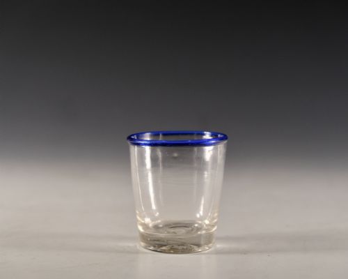 ANTIQUE GLASS BLUE RIM TUMBLER ENGLISH C1800 - ADDITIONAL PHOTO 2