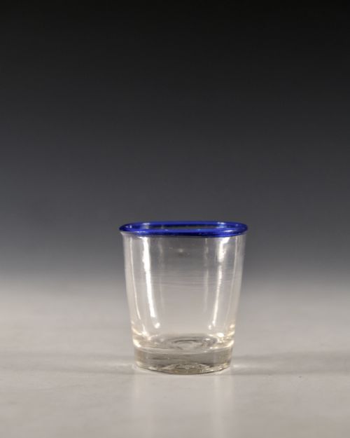 ANTIQUE GLASS BLUE RIM TUMBLER ENGLISH C1800 - ADDITIONAL PHOTO 3