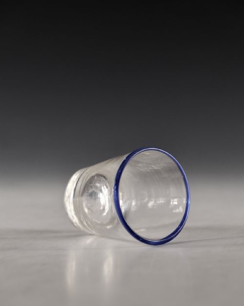 ANTIQUE GLASS BLUE RIM TUMBLER ENGLISH C1800 - ADDITIONAL PHOTO 5