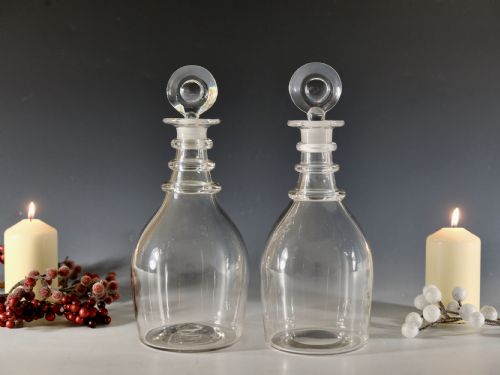 antique glass near pair of decanters english c1820 - CATEGORY: ANTIQUE GLASS - DATED GEORGIAN