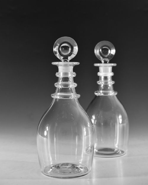 ANTIQUE GLASS NEAR PAIR OF DECANTERS ENGLISH C1820 - ADDITIONAL PHOTO 7