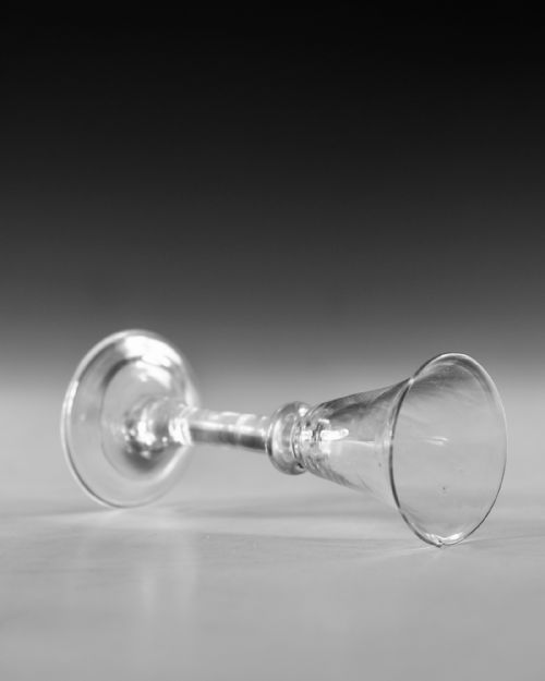 ANTIQUE GLASS BALUSTROID GIN GLASS ENGLISH C1740 - ADDITIONAL PHOTO 3