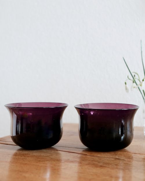 ANTIQUE GLASS AMETHYST FINGER BOWLS ENGLISH C1830 - ADDITIONAL PHOTO 1