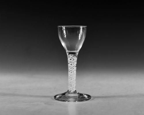 antique glass opaque twist wine glass english c1770 - CATEGORY: ANTIQUE GLASS - DATED 18TH CENTURY