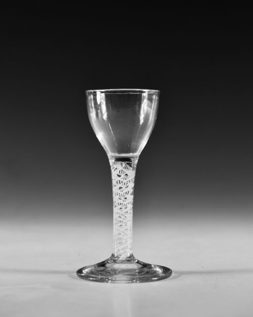 ANTIQUE GLASS OPAQUE TWIST WINE GLASS ENGLISH C1770 - ADDITIONAL PHOTO 1