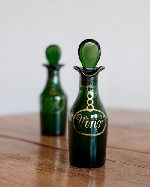 ANTIQUE GLASS CRUET BOTTLES PAIR ENGLISH C1820ANTIQUE GLASS CRUET BOTTLES PAIR ENGLISH C1820 - ADDITIONAL PHOTO 5