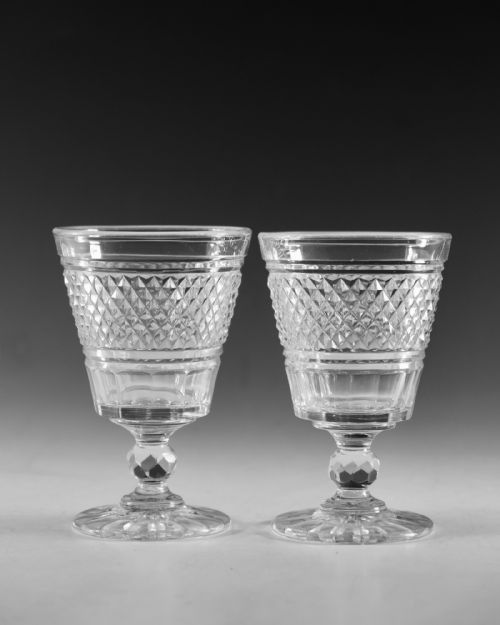 ANTIQUE GLASS RUMMERS PAIR ENGLISH C1820 - ADDITIONAL PHOTO 1