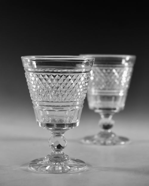 ANTIQUE GLASS RUMMERS PAIR ENGLISH C1820 - ADDITIONAL PHOTO 2