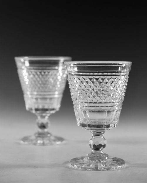 ANTIQUE GLASS RUMMERS PAIR ENGLISH C1820 - ADDITIONAL PHOTO 3