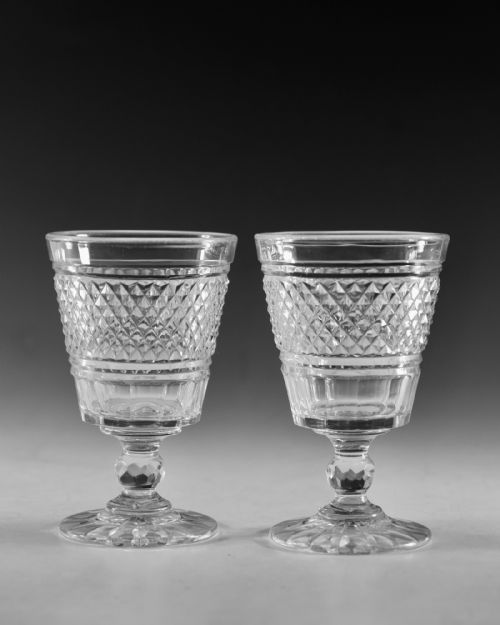 ANTIQUE GLASS RUMMERS PAIR ENGLISH C1820 - ADDITIONAL PHOTO 1