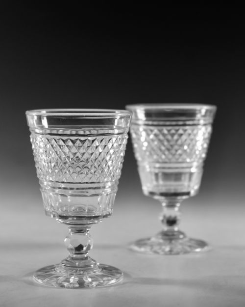 ANTIQUE GLASS RUMMERS PAIR ENGLISH C1820 - ADDITIONAL PHOTO 2