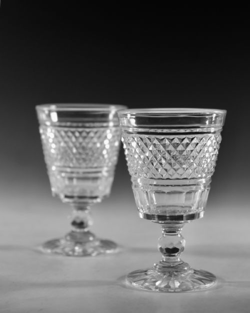 ANTIQUE GLASS RUMMERS PAIR ENGLISH C1820 - ADDITIONAL PHOTO 3