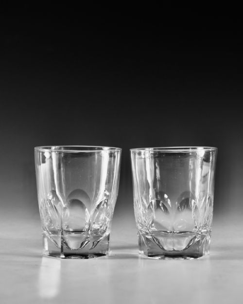 ANTIQUE GLASS TUMBLERS PAIR ENGLISH C1870 - ADDITIONAL PHOTO 1