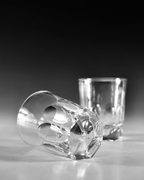ANTIQUE GLASS TUMBLERS PAIR ENGLISH C1870 - ADDITIONAL PHOTO 3