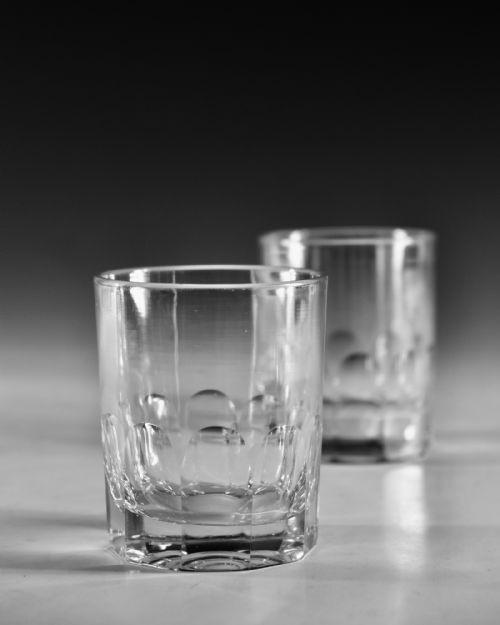 ANTIQUE GLASS TUMBLERS PAIR ENGLISH C1870 - ADDITIONAL PHOTO 3