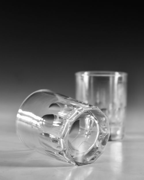 ANTIQUE GLASS TUMBLERS PAIR ENGLISH C1870 - ADDITIONAL PHOTO 4