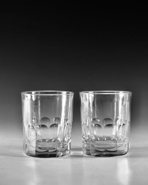 ANTIQUE GLASS TUMBLERS PAIR ENGLISH C1870 - ADDITIONAL PHOTO 1