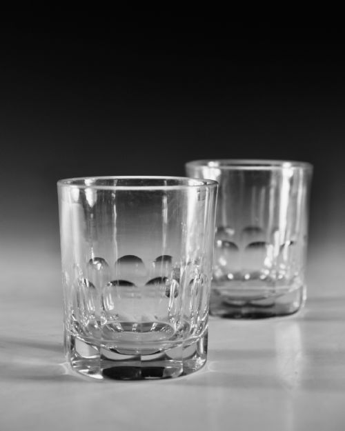 ANTIQUE GLASS TUMBLERS PAIR ENGLISH C1870 - ADDITIONAL PHOTO 2