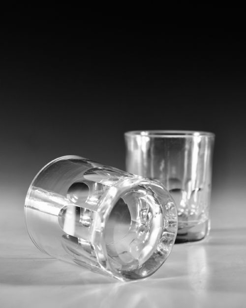 ANTIQUE GLASS TUMBLERS PAIR ENGLISH C1870 - ADDITIONAL PHOTO 3