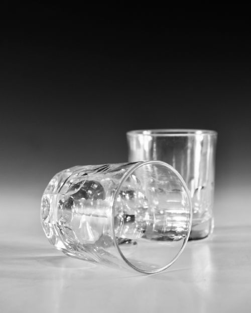 ANTIQUE GLASS TUMBLERS PAIR ENGLISH C1870 - ADDITIONAL PHOTO 4