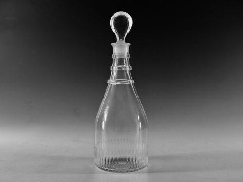 antique glass decanter taper with three neck rings c1800 - CATEGORY: ANTIQUE GLASS - DATED GEORGIAN
