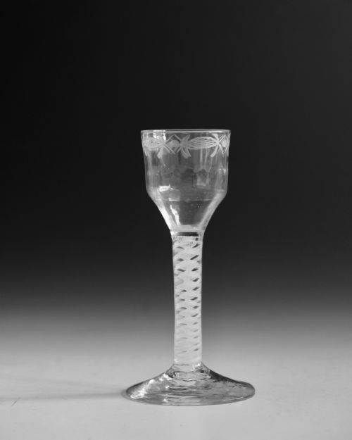 ANTIQUE GLASS WINE GLASS OPAQUE TWIST ENGLISH C1765 - ADDITIONAL PHOTO 2