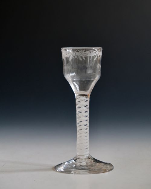 ANTIQUE GLASS WINE GLASS OPAQUE TWIST ENGLISH C1765 - ADDITIONAL PHOTO 3