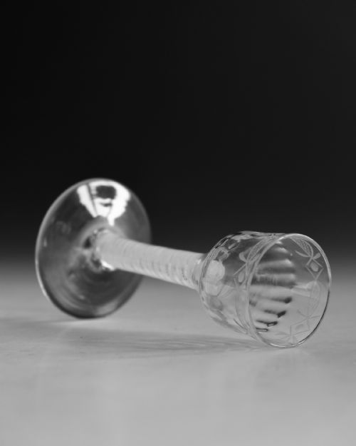 ANTIQUE GLASS WINE GLASS OPAQUE TWIST ENGLISH C1765 - ADDITIONAL PHOTO 5