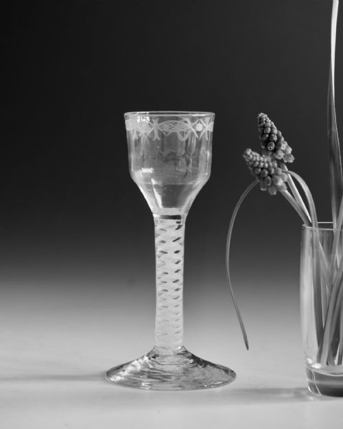 ANTIQUE GLASS WINE GLASS OPAQUE TWIST ENGLISH C1765 - ADDITIONAL PHOTO 8