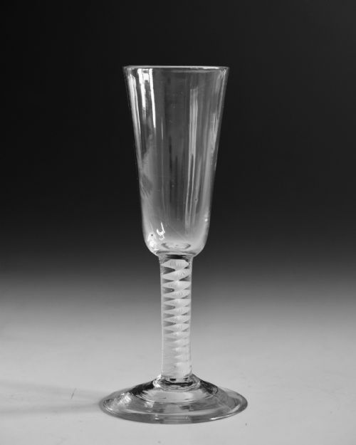 ANTIQUE GLASS OPAQUE TWIST ALE GLASS ENGLISH C1765 - ADDITIONAL PHOTO 2