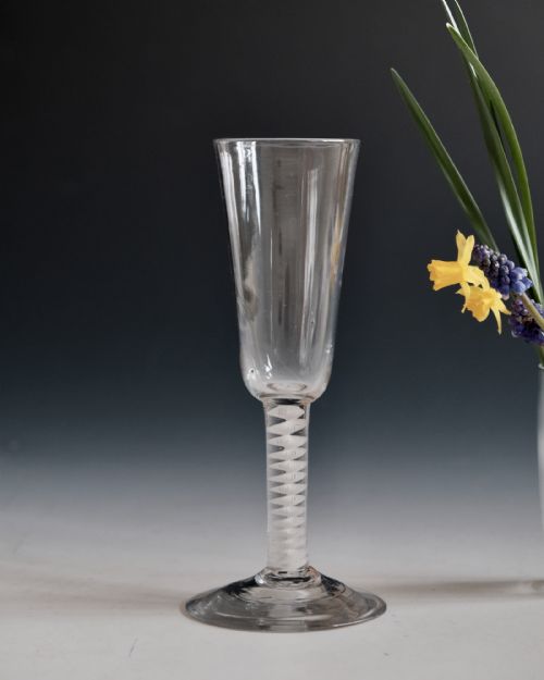 ANTIQUE GLASS OPAQUE TWIST ALE GLASS ENGLISH C1765 - ADDITIONAL PHOTO 6
