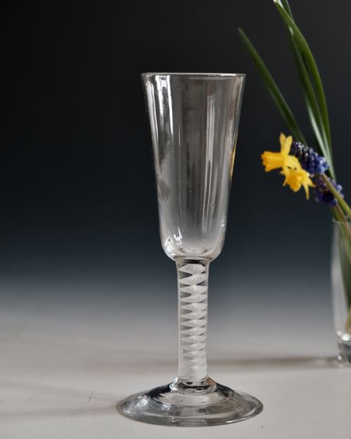 ANTIQUE GLASS OPAQUE TWIST ALE GLASS ENGLISH C1765 - ADDITIONAL PHOTO 12