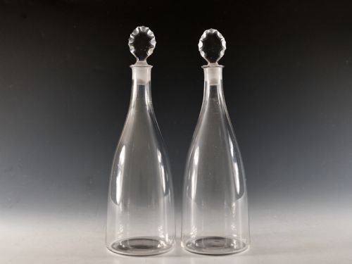ANTIQUE GLASS TAPER DECANTERS PAIR ENGLISH 1780 - ADDITIONAL PHOTO 1