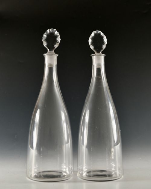 ANTIQUE GLASS TAPER DECANTERS PAIR ENGLISH 1780 - ADDITIONAL PHOTO 4