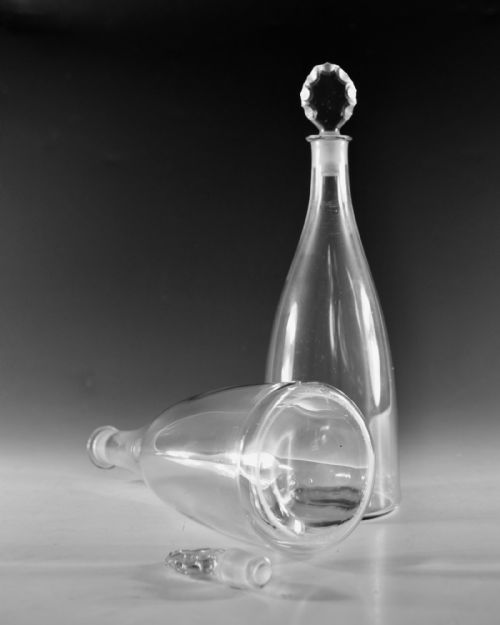 ANTIQUE GLASS TAPER DECANTERS PAIR ENGLISH 1780 - ADDITIONAL PHOTO 5