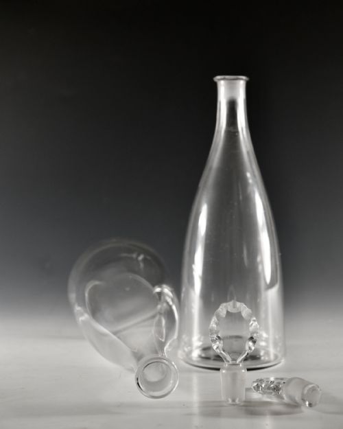 ANTIQUE GLASS TAPER DECANTERS PAIR ENGLISH 1780 - ADDITIONAL PHOTO 6