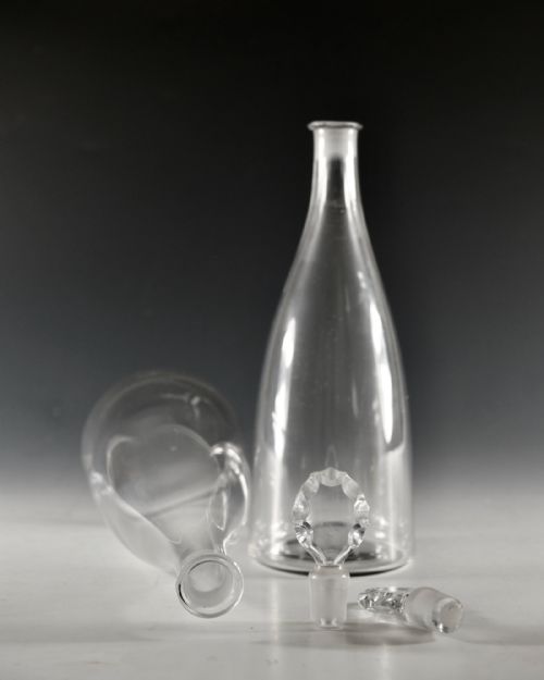 ANTIQUE GLASS TAPER DECANTERS PAIR ENGLISH 1780 - ADDITIONAL PHOTO 7