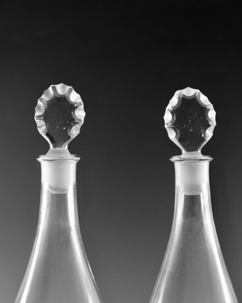 ANTIQUE GLASS TAPER DECANTERS PAIR ENGLISH 1780 - ADDITIONAL PHOTO 8