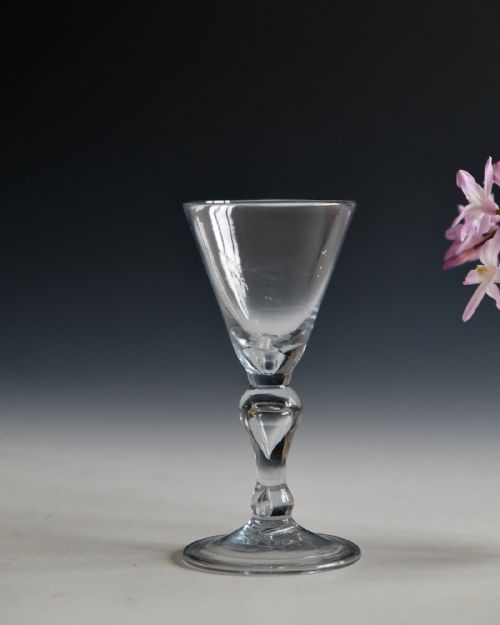 ANTIQUE GLASS BALUSTER WINE GLASS ENGLISH C1715 - ADDITIONAL PHOTO 1