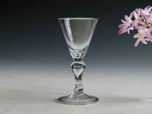 ANTIQUE GLASS BALUSTER WINE GLASS ENGLISH C1715 - ADDITIONAL PHOTO 2