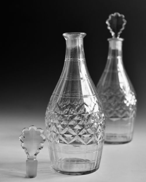 ANTIQUE GLASS DECANTERS PAIR ENGLISH C1770 - ADDITIONAL PHOTO 5