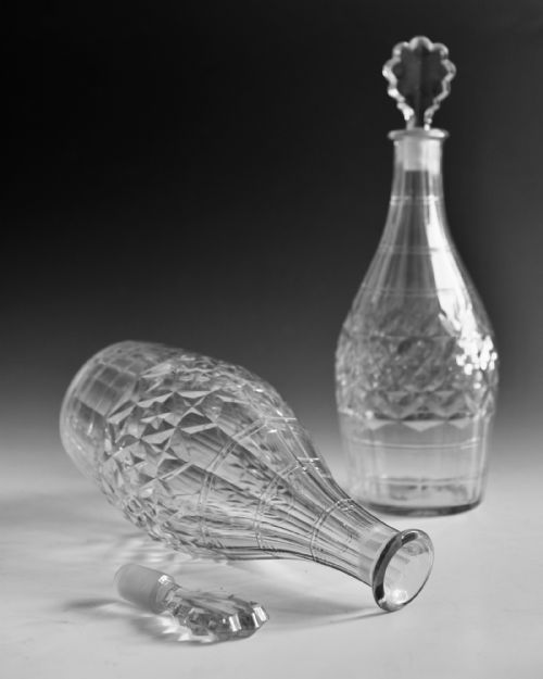 ANTIQUE GLASS DECANTERS PAIR ENGLISH C1770 - ADDITIONAL PHOTO 7
